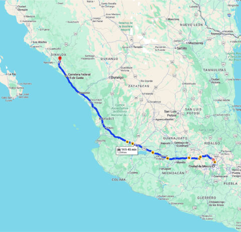 Desde el sur (Mazatlán, Guadalajara, CDMX, etc.)
